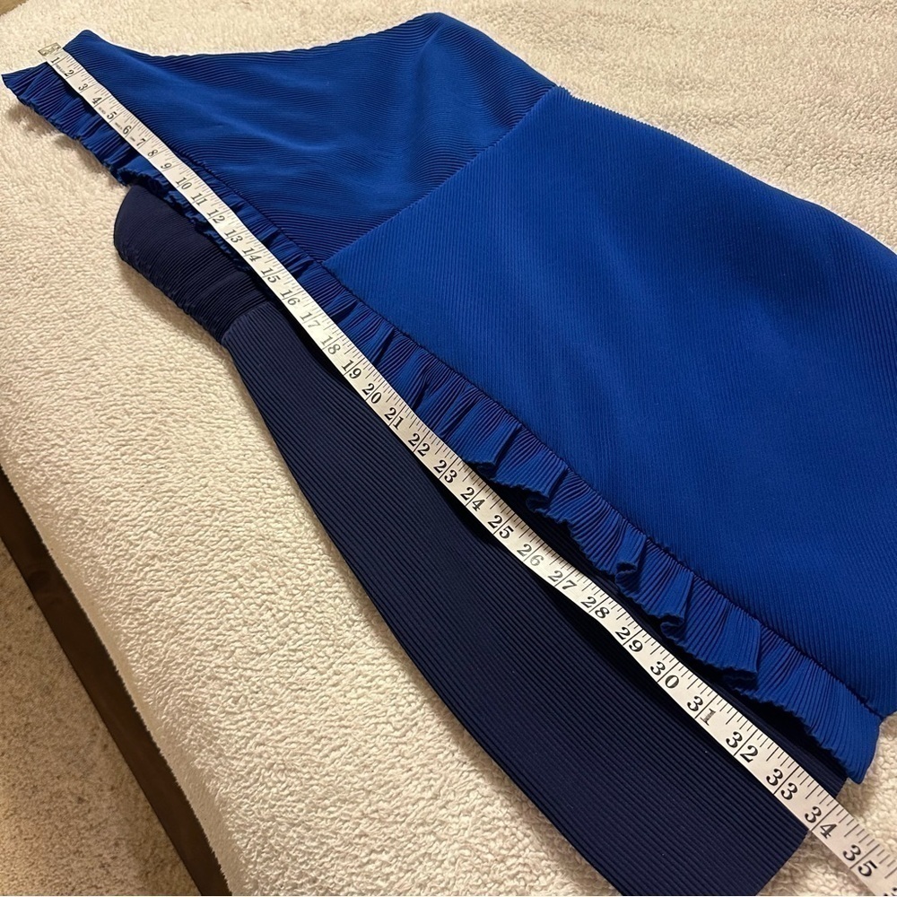 Sandro Rdv Blue One Shoulder Ruffled Crepe Mini Dress - Picture 10 of 14